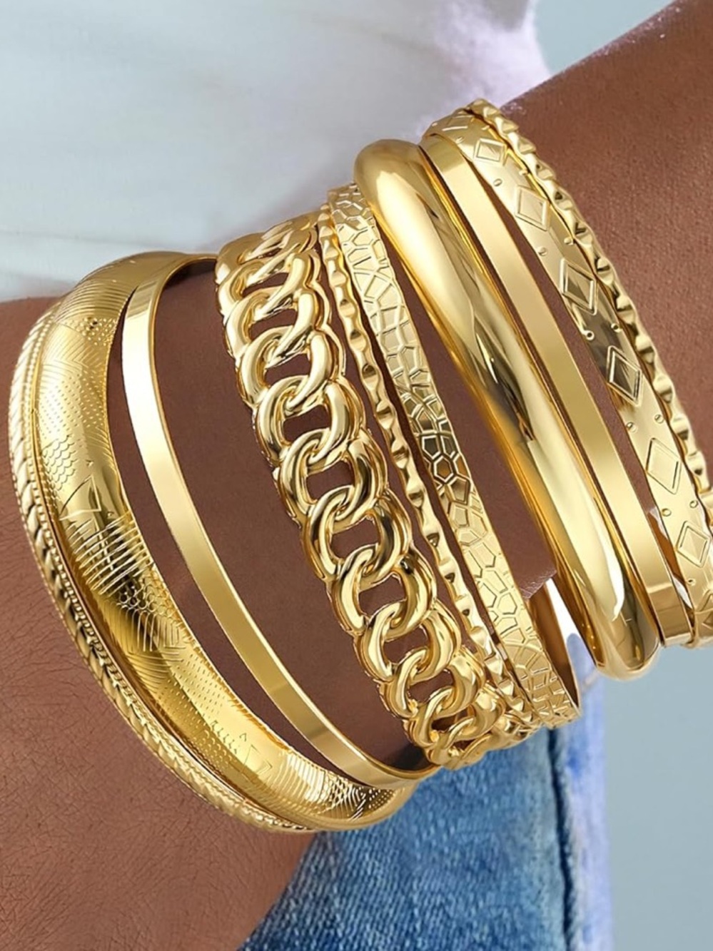 Anthropologie Gold Multi-Bangle Bracelet Stack